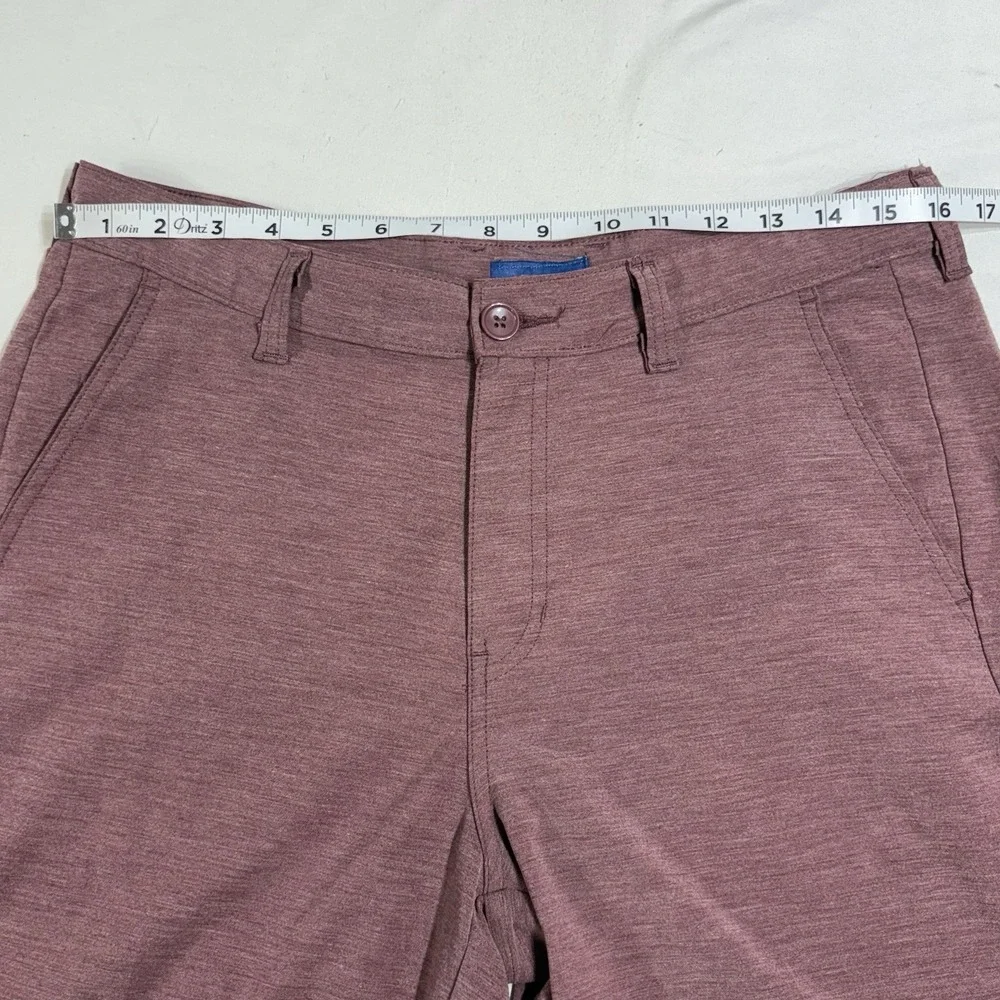 RGSTR Men's Shorts Size 32 Casual Heathered Burgundy Flat Front Golf Stretch 10